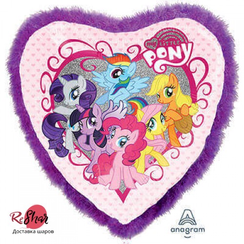 Фольгированный шар сердце My Little Pony Перья, 81см