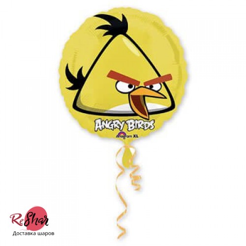 Фольгированный шар круг 18" Angry Birds Желтая 46см